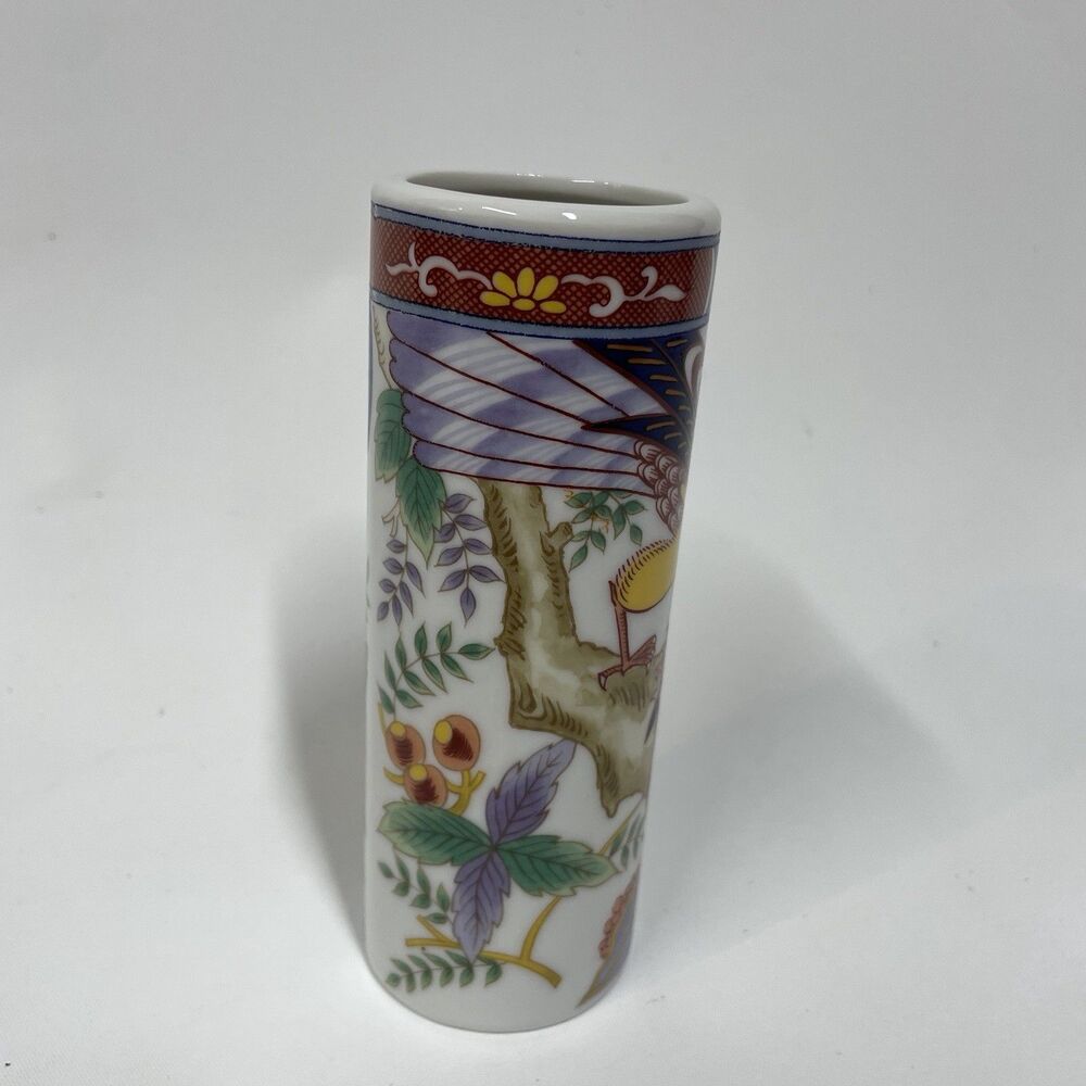Japanese Imari Porcelain Phoenix Design Vase 5" JAPAN Brush Pot Oriental Bird - Picture 2 of 11